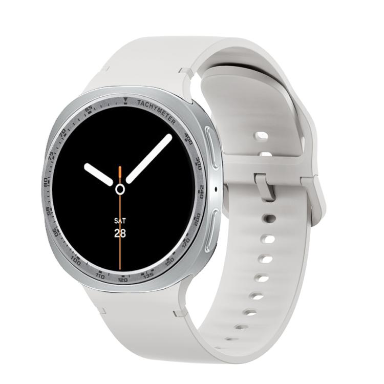 For Samsung Galaxy Watch8 40mm Speed Bezel and Solid Color Stitched Silicone Watch Band(Lime White Silver) - free shipping - PMC TechLife - Order now!