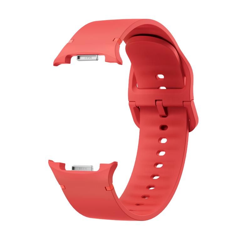 For Samsung Galaxy Watch8 44mm Diamond Bezel and Solid Color Stitched Silicone Watch Band(Red Silver) - free shipping - PMC TechLife - Order now!
