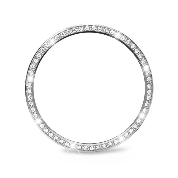 For Samsung Galaxy Watch8 40mm Diamond Bezel and Solid Color Stitched Silicone Watch Band(Starlight Silver) - free shipping - PMC TechLife - Order now!