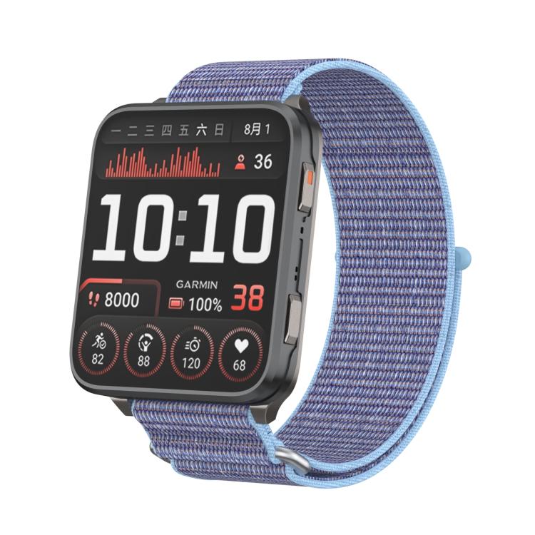 For Garmin Venu X1 Two Section Metal Ring Nylon Hook and Loop Fastener Watch Band(Azure Blue) - free shipping - PMC TechLife - Order now!