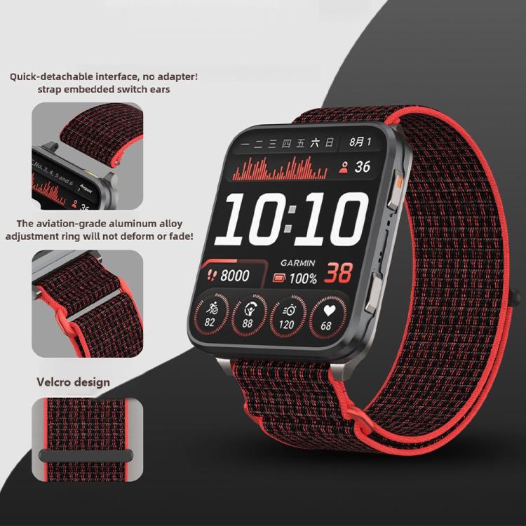 For Garmin Venu X1 Two Section Metal Ring Nylon Hook and Loop Fastener Watch Band(Aqua) - free shipping - PMC TechLife - Order now!