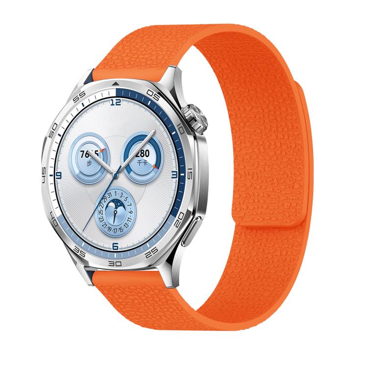 22mm Lychee Texture Soft Magnetic Silicone Watch Band(Orange) - free shipping - PMC TechLife - Order now!