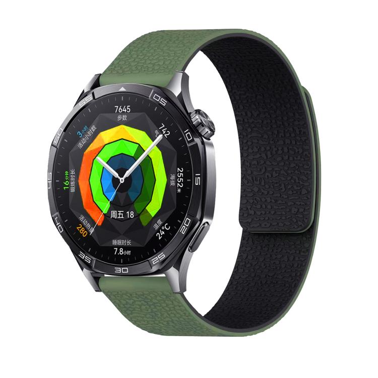 22mm Lychee Texture Soft Magnetic Silicone Watch Band(Green Black) - free shipping - PMC TechLife - Order now!