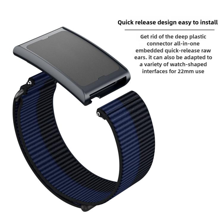 For Amazfit Helio Strap Metal Ring Two Sections Nylon Hook and Loop Fastener Watch Band(Azure Blue) - free shipping - PMC TechLife - Order now!