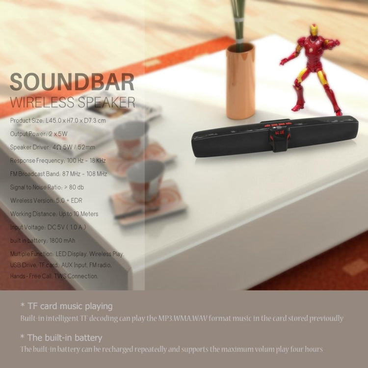 New Rixing NR7017 TWS Portable 10W Stereo Surround Soundbar Bluetooth Speaker with Microphone(Blue) - free shipping - PMC Jewellery - Order now!
