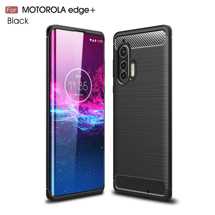 For Motorola Moto Edge Plus 2020 Brushed Texture Carbon Fiber TPU Case(Black) - Motorola Cases by PMC TechLife | Online Shopping South Africa | PMC TechLife | Buy Now Pay Later Mobicred