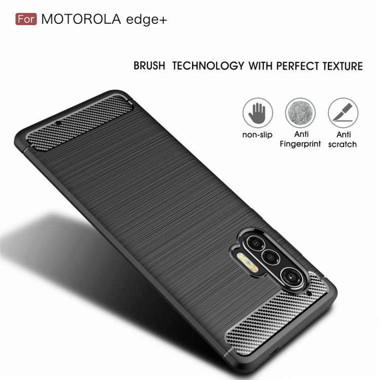 For Motorola Moto Edge Plus 2020 Brushed Texture Carbon Fiber TPU Case(Black) - Motorola Cases by PMC TechLife | Online Shopping South Africa | PMC TechLife | Buy Now Pay Later Mobicred