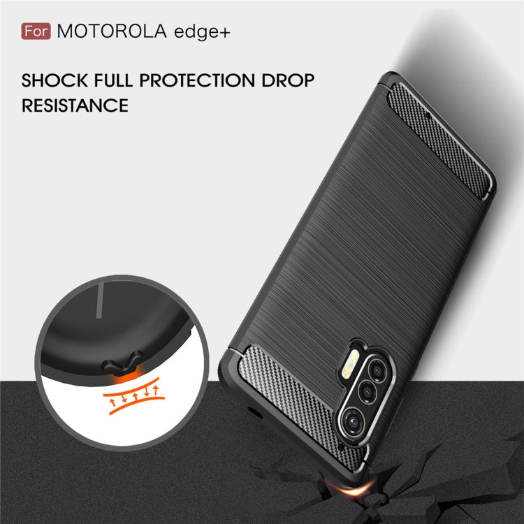 For Motorola Moto Edge Plus 2020 Brushed Texture Carbon Fiber TPU Case(Black) - Motorola Cases by PMC TechLife | Online Shopping South Africa | PMC TechLife | Buy Now Pay Later Mobicred