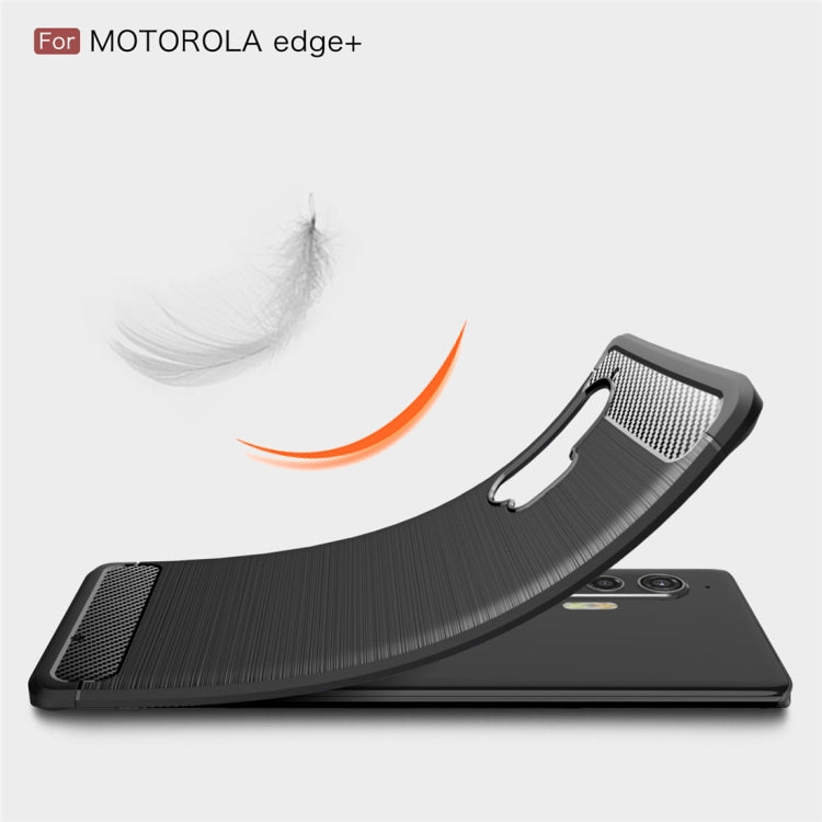 For Motorola Moto Edge Plus 2020 Brushed Texture Carbon Fiber TPU Case(Black) - Motorola Cases by PMC TechLife | Online Shopping South Africa | PMC TechLife | Buy Now Pay Later Mobicred