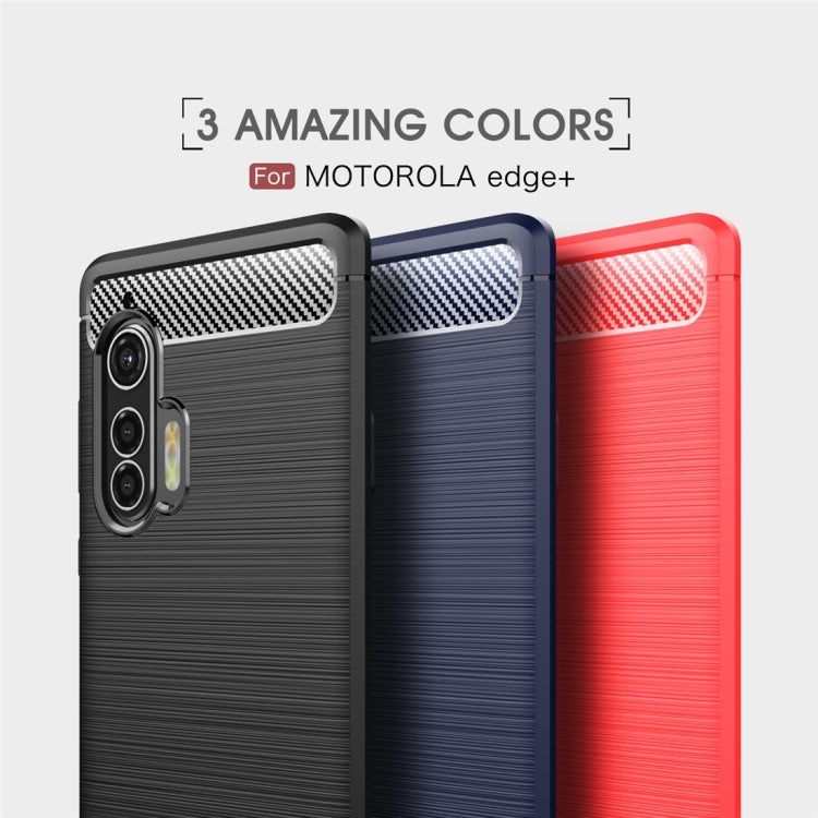 For Motorola Moto Edge Plus 2020 Brushed Texture Carbon Fiber TPU Case(Black) - Motorola Cases by PMC TechLife | Online Shopping South Africa | PMC TechLife | Buy Now Pay Later Mobicred