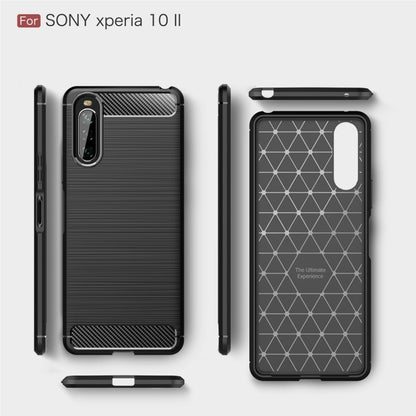 For Sony Xperia 10 II Brushed Texture Carbon Fiber TPU Case(Black) - Sony Cases by PMC Jewellery | Online Shopping South Africa | PMC Jewellery