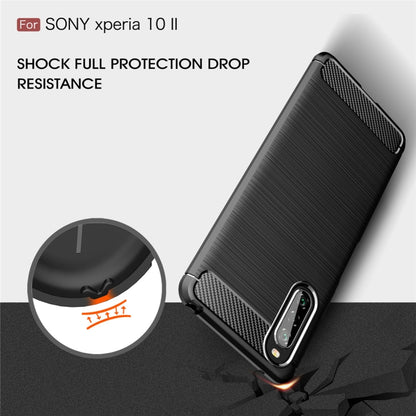 For Sony Xperia 10 II Brushed Texture Carbon Fiber TPU Case(Black) - Sony Cases by PMC Jewellery | Online Shopping South Africa | PMC Jewellery