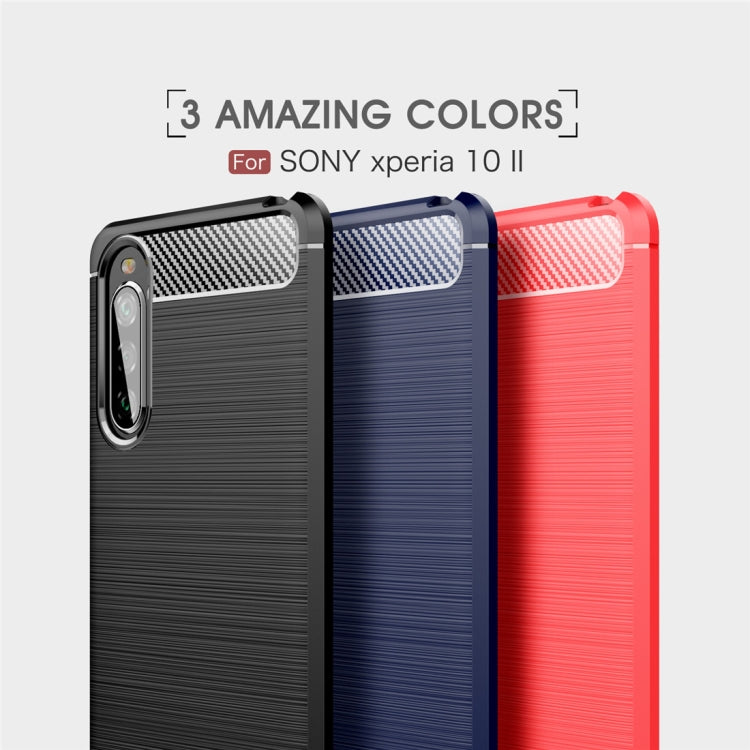 For Sony Xperia 10 II Brushed Texture Carbon Fiber TPU Case(Black) - Sony Cases by PMC Jewellery | Online Shopping South Africa | PMC Jewellery