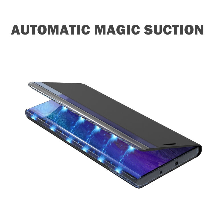 For Galaxy S20 Plus Side Display Magnetic Horizontal Flip Plain Texture Cloth + PC Case with Holder & Sleep / Wake-up Function(Black) - Galaxy Phone Cases by PMC TechLife | Online Shopping South Africa | PMC TechLife