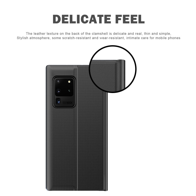For Galaxy S20 Plus Side Display Magnetic Horizontal Flip Plain Texture Cloth + PC Case with Holder & Sleep / Wake-up Function(Silver) - Galaxy Phone Cases by PMC TechLife | Online Shopping South Africa | PMC TechLife