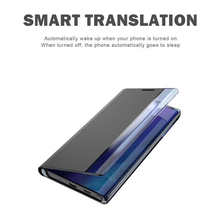 For Galaxy S20 Plus Side Display Magnetic Horizontal Flip Plain Texture Cloth + PC Case with Holder & Sleep / Wake-up Function(Silver) - Galaxy Phone Cases by PMC TechLife | Online Shopping South Africa | PMC TechLife