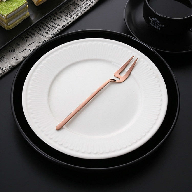 Stainless Steel V-shaped Wall Hanging Design Simple Coffee Spoon Fork Creative Long Handle Stirring Tableware, Style:Fork, Color:Rose Gold - free shipping - PMC TechLife - Order now!