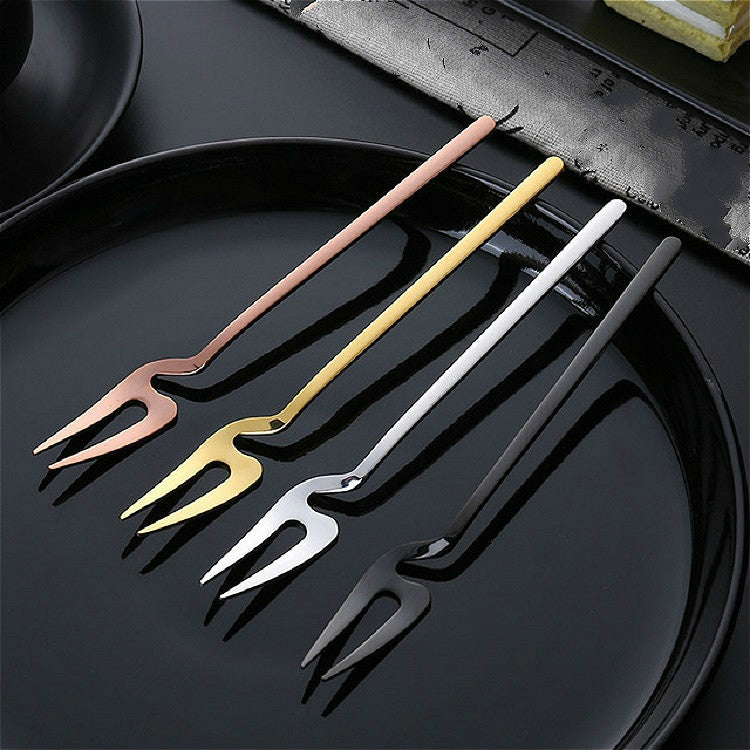 Stainless Steel V-shaped Wall Hanging Design Simple Coffee Spoon Fork Creative Long Handle Stirring Tableware, Style:Fork, Color:Rose Gold - free shipping - PMC TechLife - Order now!