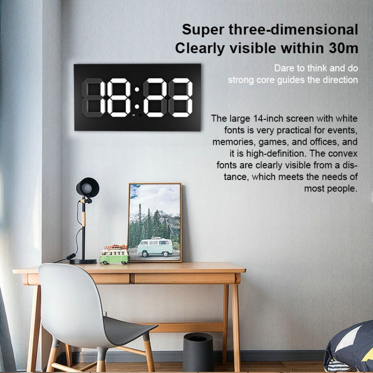 Creative Wall Clock Alarm Clock Simple Remote Control Perpetual Calendar Electronic Clock US Plug, Style:Single-sided Remote Control(White Font) - Wall Clock by PMc TechLife | Online Shopping South Africa | PMc TechLife | Buy Now Pay Later Mobicred