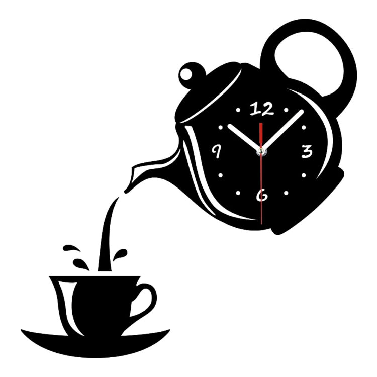 Creative DIY Acrylic Coffee Cup Teapot 3D Wall Clock Decorative Kitchen Wall Clocks Living Room Dining Room Home Decor Clock(Black) - Wall Clock by PMC Jewellery | Online Shopping South Africa | PMC Jewellery | Buy Now Pay Later Mobicred