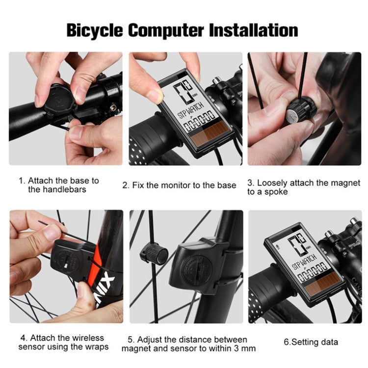 WEST BIKING Wireless Solar Code Table Mountain Road Bike Large Character Code Table Five Language Waterproof Speedometer - Speedometers by PMC TechLife | Online Shopping South Africa | PMC TechLife | Buy Now Pay Later Mobicred