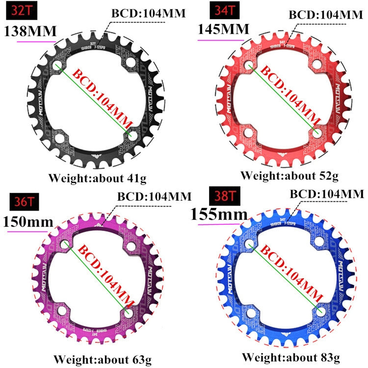 MOTSUV Narrow Wide Chainring MTB  Bicycle 104BCD Tooth Plate Parts(Red) - free shipping - PMC TechLife - Order now!