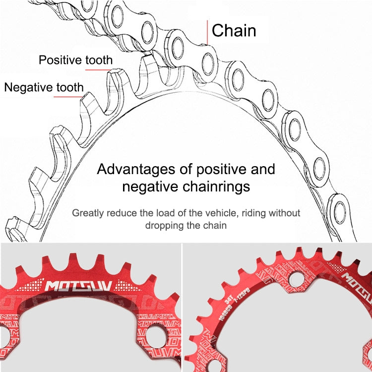 MOTSUV Narrow Wide Chainring MTB  Bicycle 104BCD Tooth Plate Parts(Black) - Bicycle Brake Parts by PMC TechLife | Online Shopping South Africa | PMC TechLife | Buy Now Pay Later Mobicred