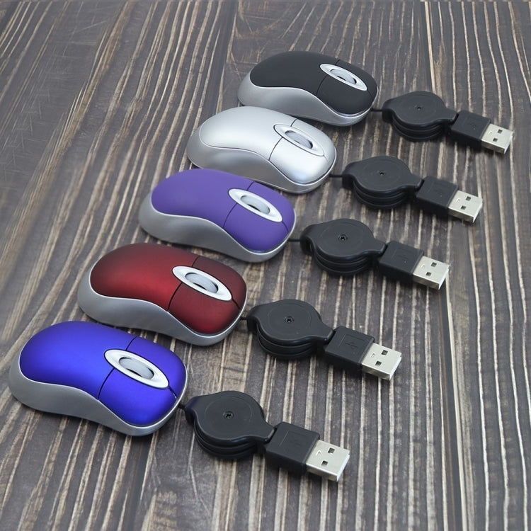 Mini Computer Mouse Retractable USB Cable Optical Ergonomic1600 DPI Portable Small Mice for Laptop(Red) - free shipping - PMc TechLife - Order now!