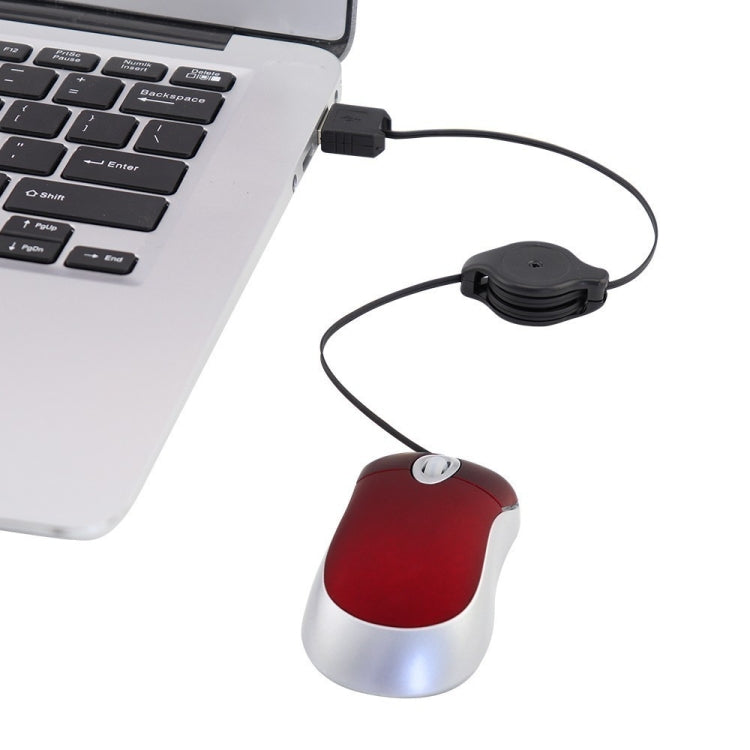 Mini Computer Mouse Retractable USB Cable Optical Ergonomic1600 DPI Portable Small Mice for Laptop(Blue) - free shipping - PMc TechLife - Order now!