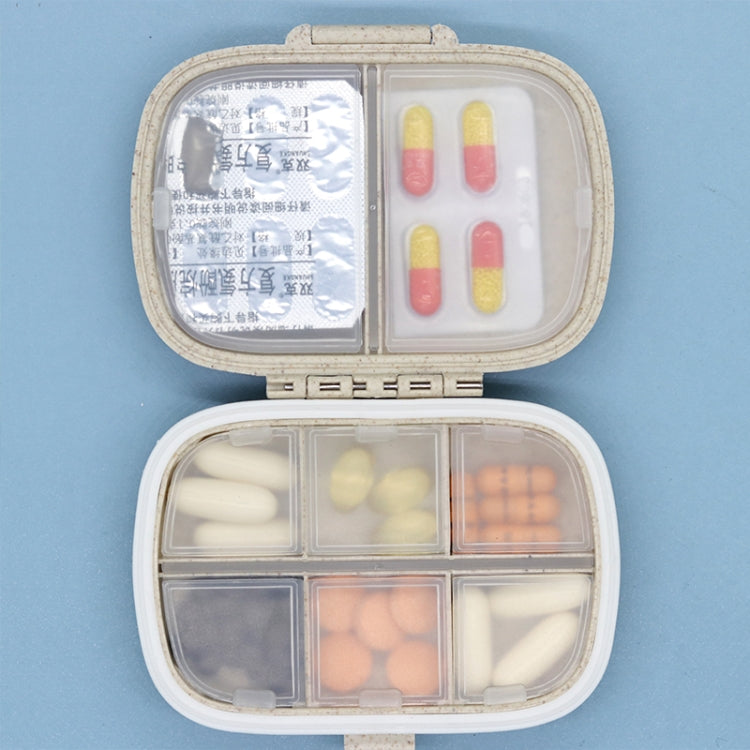 3 PCS 8-Grid Double-layer Portable Mini Straw Pill Storage Box(Wheat Blue) - free shipping - PMC TechLife - Order now!