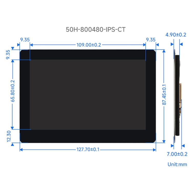 Waveshare 5 Inch DSI Display, 800 �� 480 Pixel, IPS Display Panel, Style:Touch Display - free shipping - PMC TechLife - Order now!