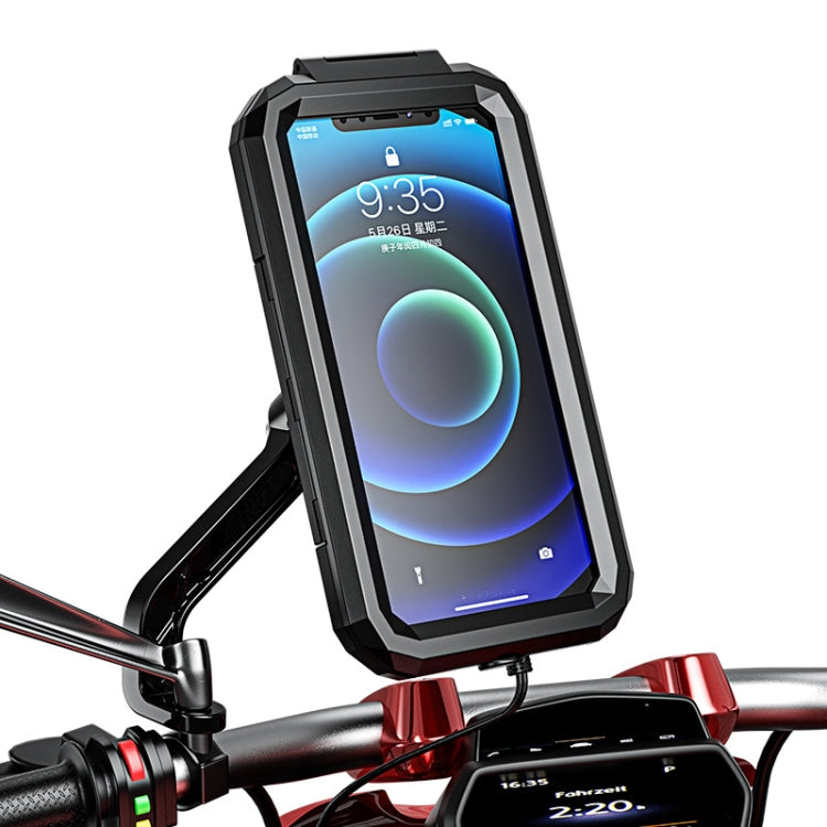 Kewig Bicycle Motorcycle Rearview Mirror Waterproof Box Touch Screen Phone Holder(Large) - Holders by Kewig | Online Shopping South Africa | PMC Jewellery | Buy Now Pay Later Mobicred