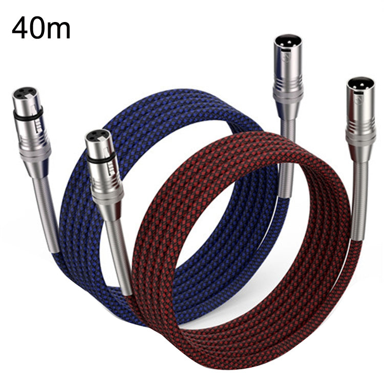 2pcs LHD010 Caron Male To Female XLR Dual Card Microphone Cable Audio Cable 40m(Red + Blue) - Microphone Audio Cable & Connector by PMC Jewellery | Online Shopping South Africa | PMC Jewellery | Buy Now Pay Later Mobicred