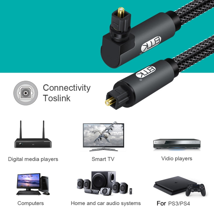 EMK 90 Degree Swivel Adjustable Right Angled 360 Degrees Rotatable Plug Nylon Woven Mesh Optical Audio Cable, Cable Length:10m(Black) - free shipping - PMC Jewellery - Order now!