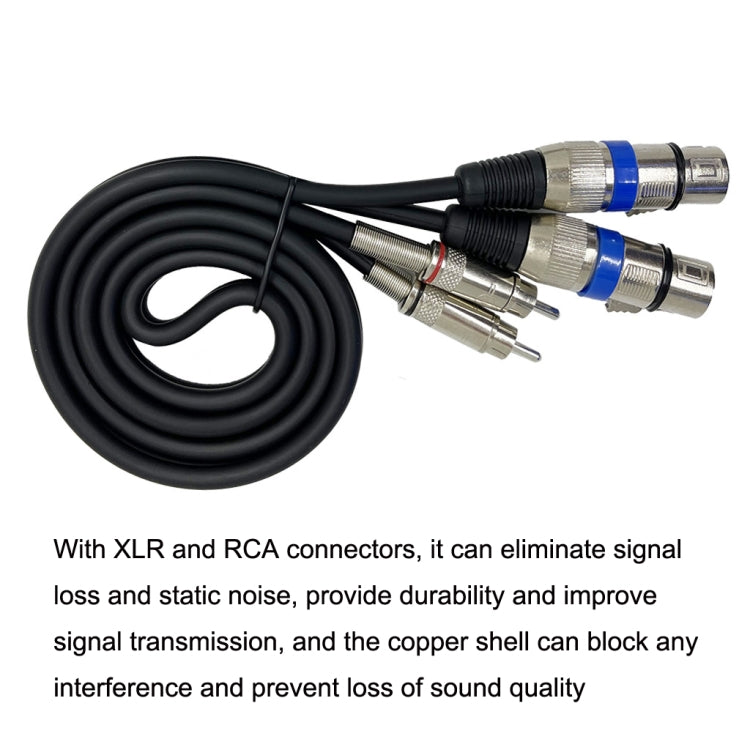 2RCA Male 2XLR Caron Female Speaker Audio Balance Cable, Length:20m - Microphone Audio Cable & Connector by PMC Jewellery | Online Shopping South Africa | PMC Jewellery | Buy Now Pay Later Mobicred