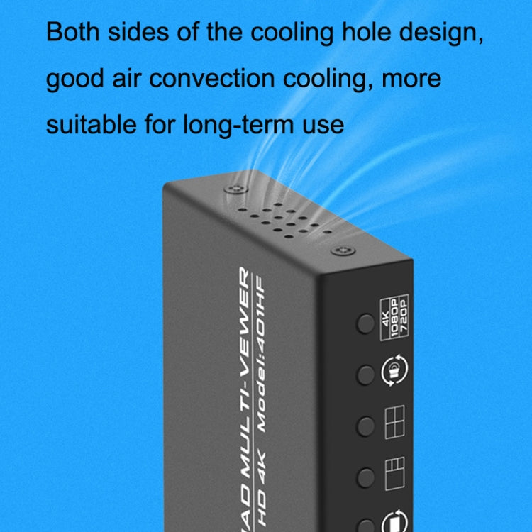 FJGEAR FJ-401HF 4 In 1 Out 4K HDMI Splitter Supports Four Screen Segmentation, Plug Type:US Plug(Black) - free shipping - PMC Jewellery - Order now!