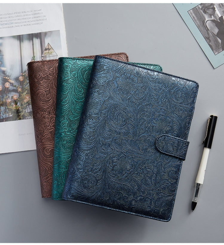 A5 YMX-007 PU Leather Budget Binder Notebook Embossed Model Handbook(Coffee Brown) - free shipping - PMc TechLife - Order now!