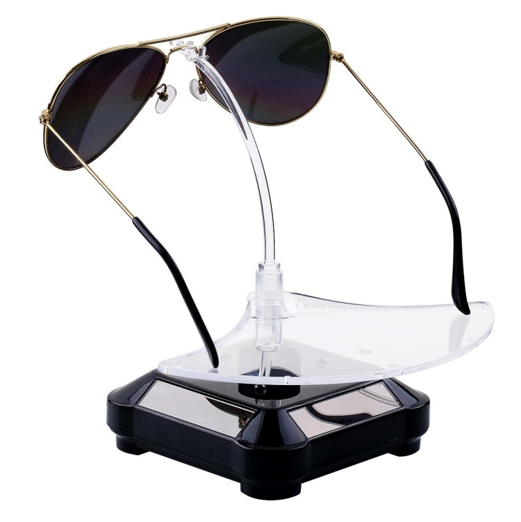 Solar 360 Degree Rotating Turntable Colorful Lights Glasses Display Stand(Black) - free shipping - PMC TechLife - Order now!