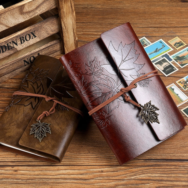 A7 PU Maple Retro Straps Handbook Loose-leaf Notebook(Dark Blue) - Notebooks by PMc TechLife | Online Shopping South Africa | PMc TechLife | Buy Now Pay Later Mobicred