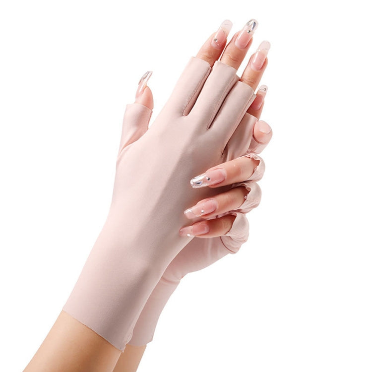 Ladies Sunscreen Gloves Half Finger Ice Silk Gloves,Style: Linked Finger(Black) - Safety Gloves by PMC TechLife | Online Shopping South Africa | PMC TechLife | Buy Now Pay Later Mobicred