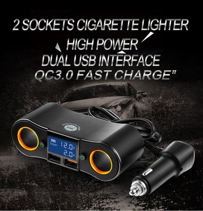 ZNB02 QC3.0 Fast Charge Car Charger Dual USB Car Cigarette Lighter(Orange Light) - Cigar Socket by PMC Jewellery | Online Shopping South Africa | PMC Jewellery | Buy Now Pay Later Mobicred