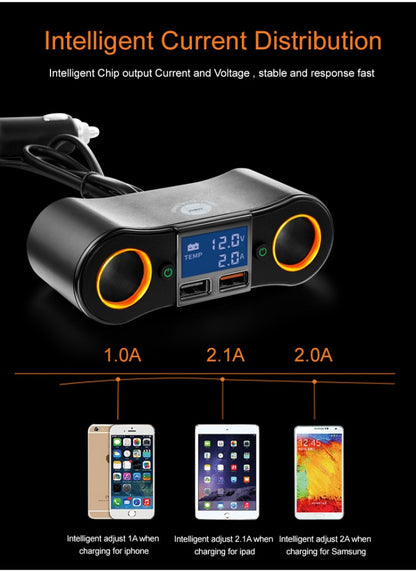 ZNB02 QC3.0 Fast Charge Car Charger Dual USB Car Cigarette Lighter(Orange Light) - Cigar Socket by PMC Jewellery | Online Shopping South Africa | PMC Jewellery | Buy Now Pay Later Mobicred