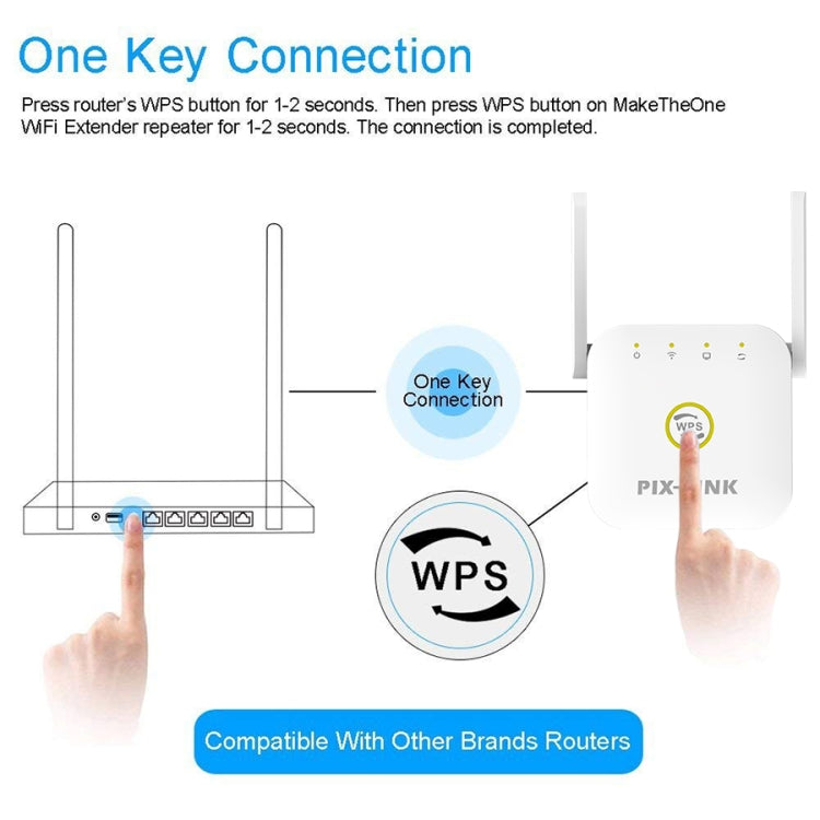 PIX-LINK WR22 300Mbps Wifi Wireless Signal Amplification Enhancement Extender, Plug Type:UK Plug(White) - Wireless Routers by PIX-LINK | Online Shopping South Africa | PMC Jewellery | Buy Now Pay Later Mobicred