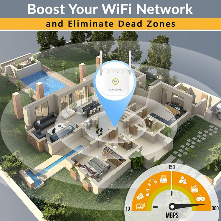 PIX-LINK WR22 300Mbps Wifi Wireless Signal Amplification Enhancement Extender, Plug Type:AU Plug(Black) - free shipping - PMC Jewellery - Order now!