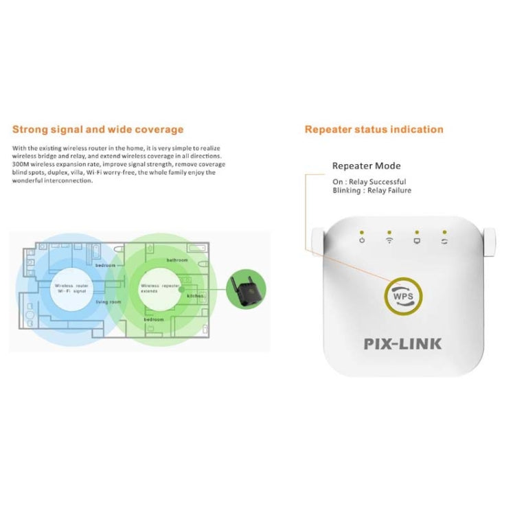 PIX-LINK WR22 300Mbps Wifi Wireless Signal Amplification Enhancement Extender, Plug Type:AU Plug(Black) - free shipping - PMC Jewellery - Order now!