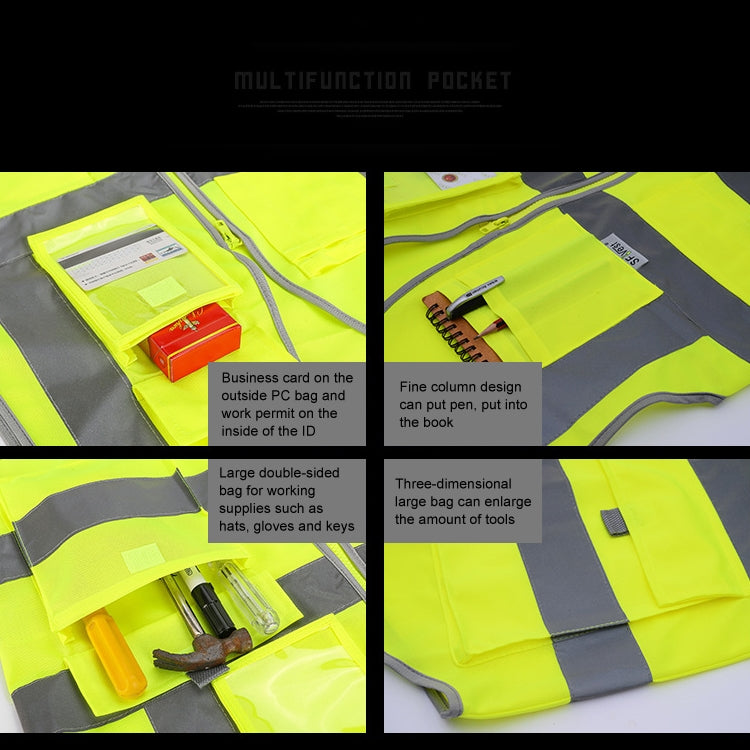 Multi-pockets Safety Vest Reflective Workwear Clothing, Size:XL-Chest 124cm(Yellow) - Reflective Safety Clothing by PMC Jewellery | Online Shopping South Africa | PMC Jewellery | Buy Now Pay Later Mobicred