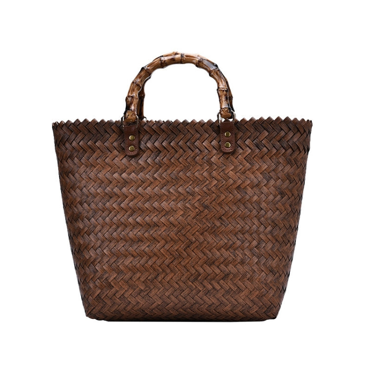 Retro Large-Capacity Bamboo Portable Straw Beach Bag(Brown) - Handbags by PMC TechLife | Online Shopping South Africa | PMC TechLife | Buy Now Pay Later Mobicred