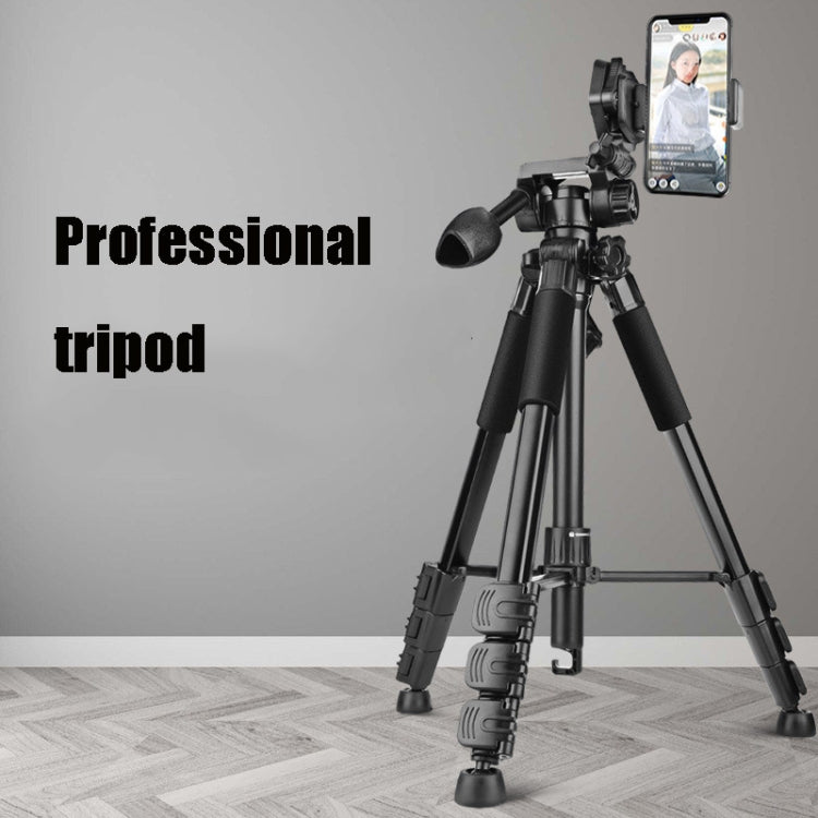 Q111 4-Section Folding Legs Live Broadcast Aluminum Alloy Tripod Mount with Three-dimensional Damping Tripod Heads(Red) - Tripods by PMC TechLife | Online Shopping South Africa | PMC TechLife | Buy Now Pay Later Mobicred