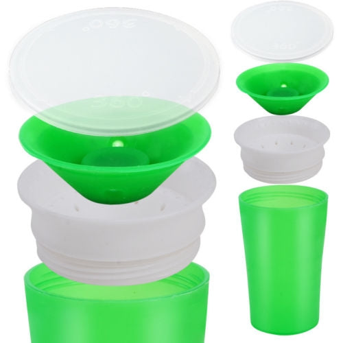 360 Degrees Rotated Baby Learning Drinking Cup With Double Handle Flip(Green) - Cups & Silicone Nipple by PMC Jewellery | Online Shopping South Africa | PMC Jewellery | Buy Now Pay Later Mobicred