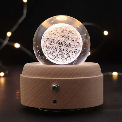 Girl Bedside Lamp Crystal Ball Wooden Base Music Box Charging Glow Rotating Night Light, Random Music(Eternal Flower) - Novelty Lighting by PMC Jewellery | Online Shopping South Africa | PMC Jewellery | Buy Now Pay Later Mobicred